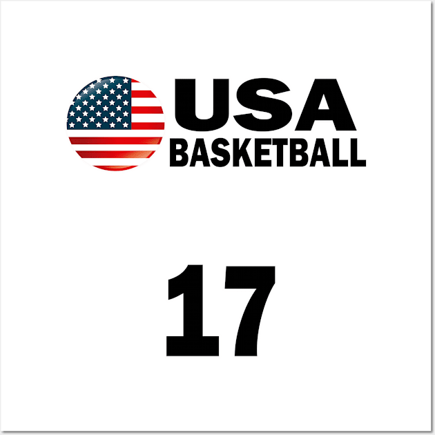 USA Basketball Number 17 T-shirt Design Wall Art by werdanepo